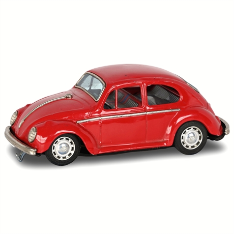 Vintage 1960s Bandai Tin VW Beetle Battery Car — Japan, Red (Parts/Repair)