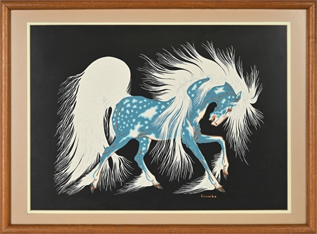 Woody Crumbo Serigraph “Spirit Horse” — Original Screenprint (c. 1946–1952)