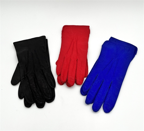 LEATHER GLOVES - SET OF 3
