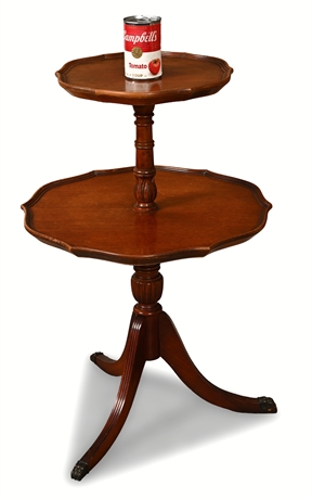 Duncan Phyfe Style Two-Tier Dumbwaiter — Mahogany, Claw Feet