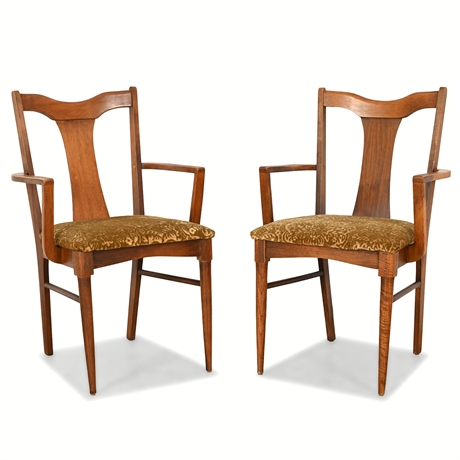 Pair Vintage Oak Armchairs by Garrison Furniture