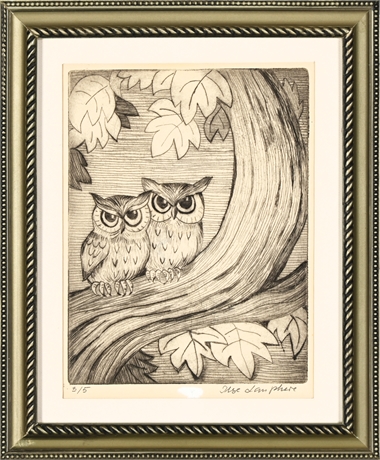 Ilse Lanphere Owl Etching