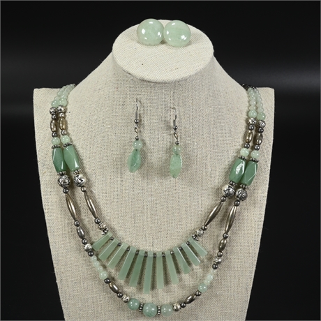 Jade Necklace and Earring Set