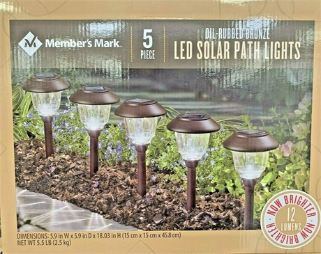 5 Piece LED Solar Path Lights