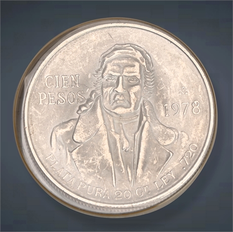 1978 Cien Pesos .720 Silver Coin
