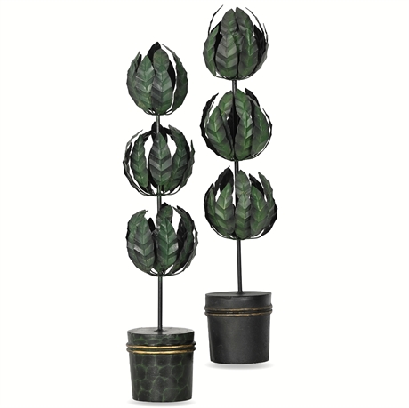 Italian Hollywood Regency Toleware Plant Topiaries