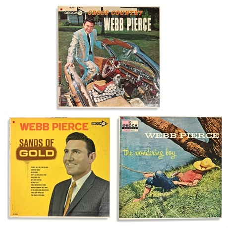 Webb Pierce on Decca: Cross Country, Sands of Gold & The Wondering Boy — 3 LPs