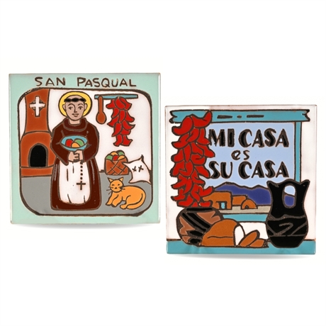 Santa Fe Tile Set Chili Ristra & San Pasqual Trivets by Mag Mor, 6”