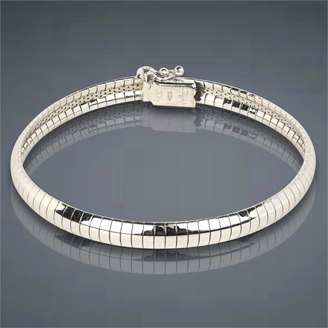 14K White Gold Italian Snake Link Bracelet