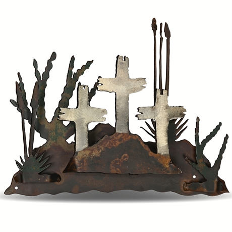 'Three Crosses' Metal Wall Sculpture