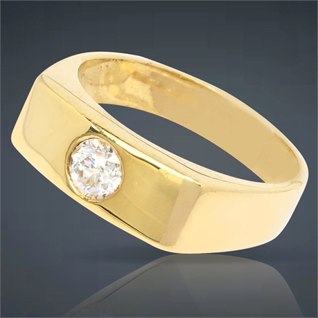 Men's 14K Gold Diamond Signet Ring