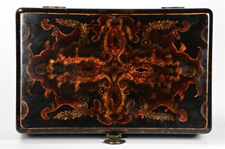 Hand Painted Asian Themed Lacquer Box