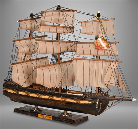 Mid-Century Spanish Carved Armada Style Model Ship the “Fragata Espanola, 1780”