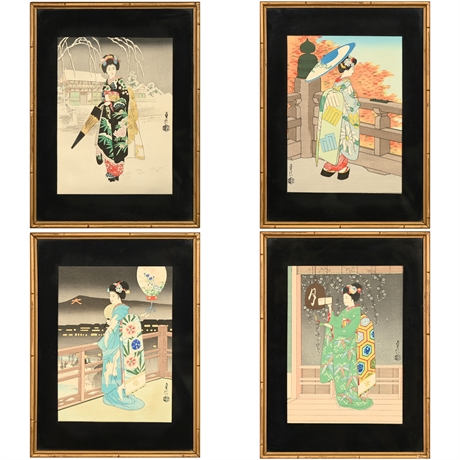 Sadanobu Hasegawa 'Four Seasons' Woodblock Prints