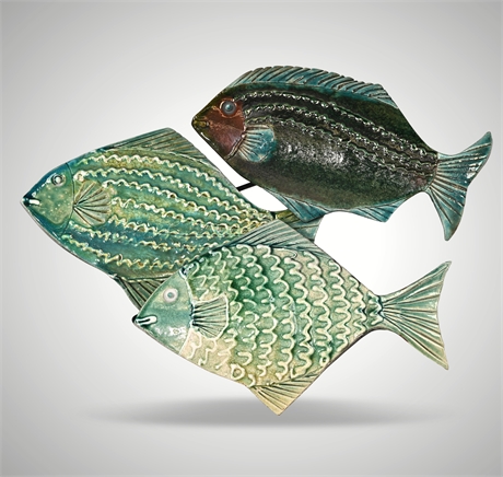 Mid-Century Modern Ceramic Fish Wall Sculpture – Handcrafted