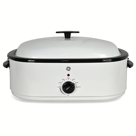 GE 17-Quart Roaster Oven Model 169059 — Buffet Server, 150–450°F, White Enamel