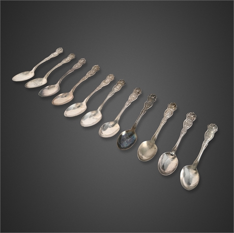 WM Rogers & Son "AA" State Souvenir Silverplate Spoons, Set of 11