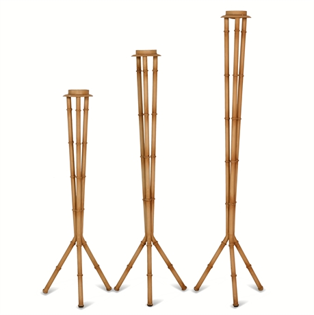 3-Floor Standing Bamboo Style Candle Sticks