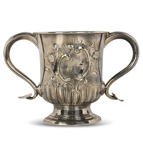 Antique Loving Cup with Ornate Floral Design