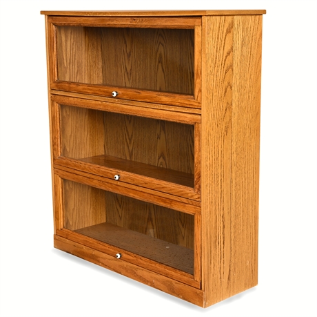 42" Golden Oak Glass Door Lawyer’s Bookcase, 3 Tier Display