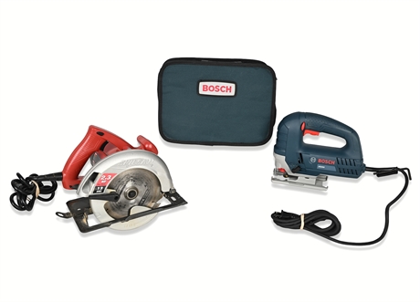 Skilsaw 5480‑01 7¼″ Circular Saw & Bosch JS260 Jigsaw with Bag & Manual
