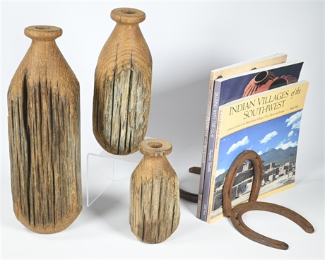 Reclaimed Turned Wood Vases +