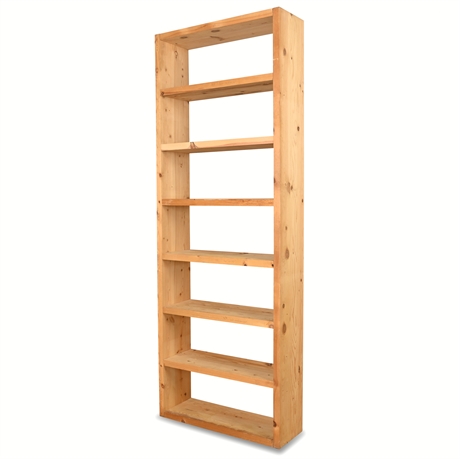 71.5" Handcrafted Raw Pine Bookcase – 7 Fixed Shelves, Heavy Duty