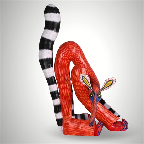 27" Efraín Fuentes Santiago Alebrije — Large Stylized Coati Wood Sculpture