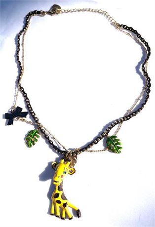 Betsey Johnson Tiered Yellow Giraffe Necklace