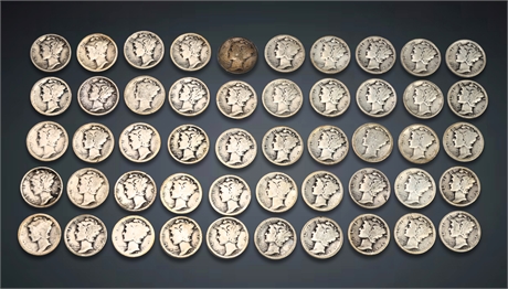 (50) Mercury Silver Dimes