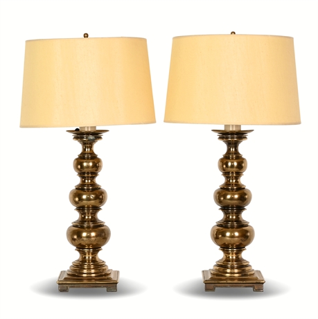 Pair Stiffel 31" Brass Table Lamps
