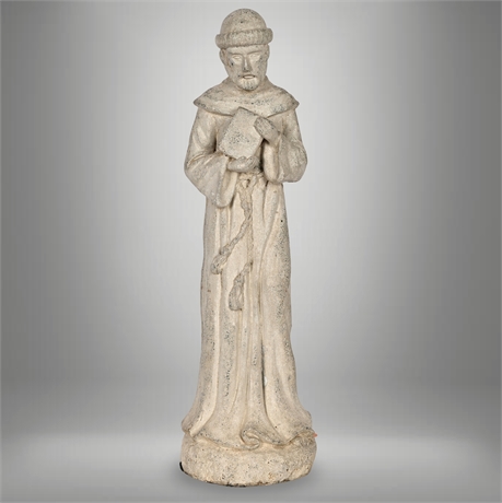 Cast Stone Monk Statue with Book – 17" Garden Figurine