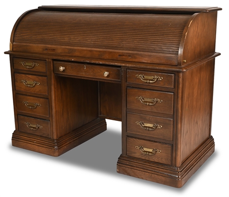 Vintage Oak Roll Top Desk by Jasper Cabinet
