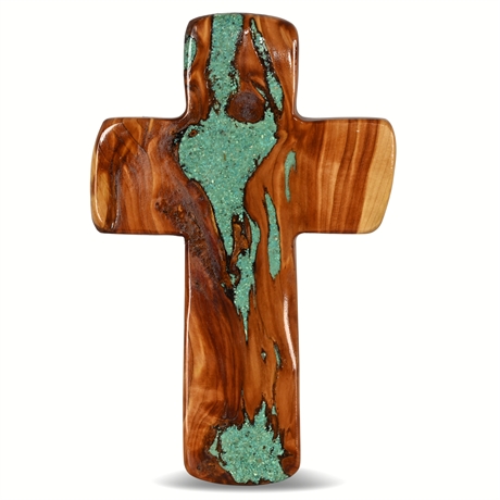 Mesquite Cross with Turquoise Inlay