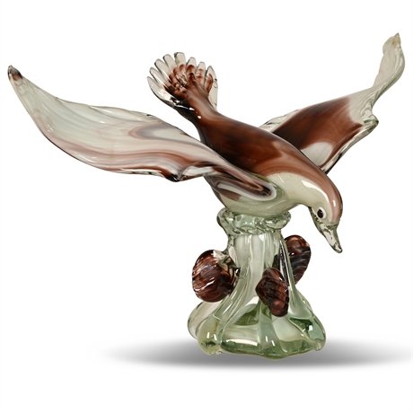 Mid-Century Murano Style Glass Bird Sculpture