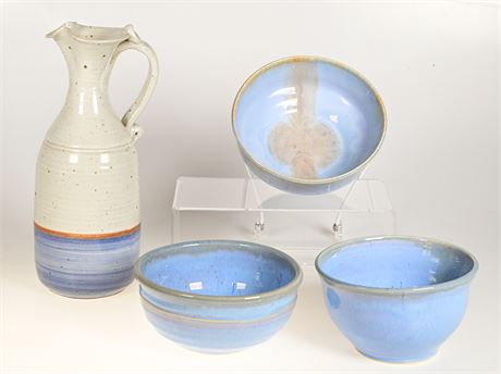 Stoneware Pitcher and Bowls
