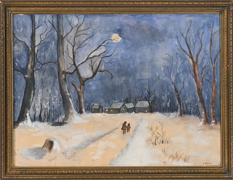 I. Gibson Watercolor Winter Scene