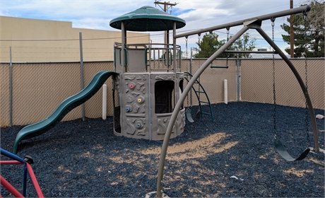 Lifetime Adventure Tower Playset – Swings, Slide & Climbing Walls