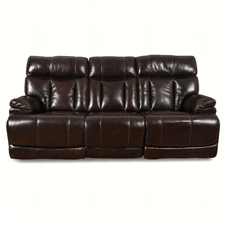Flexsteel Clive Triple Power Leather Reclining Sofa – USB, Headrest, Lumbar