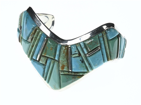 Sterling Silver & Turquoise Navajo Cuff by Elaine Yazzie
