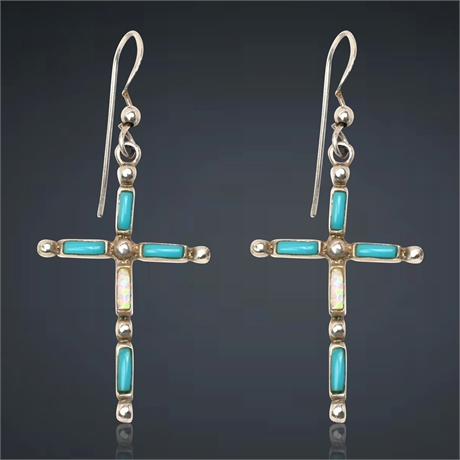 Pair Zuni Cross Earrings