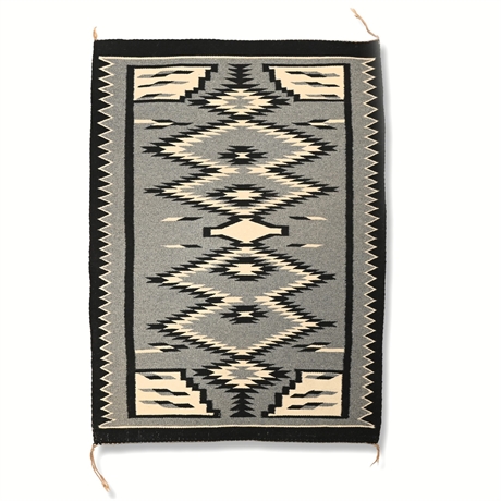 Navajo Two Grey Hills Rug — Handwoven Wool, 46.5" x 32.5"
