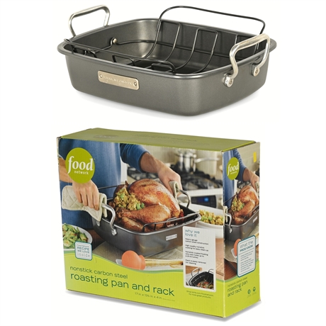 Food/Network Nonstick Carbon Steel Roasting Pan and Rack