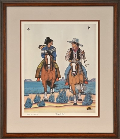 Quincy Tahoma "Going to the Chant" 1955 Ltd Ed Print 655/1000 Framed