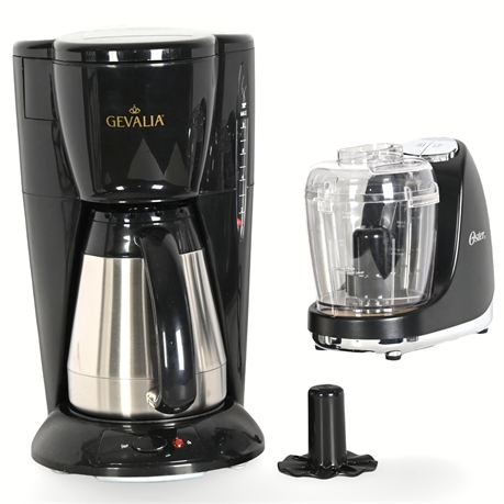 Gevalia 8-Cup Coffee Maker & Oster 3-Cup Food Chopper Bundle – New, Never Used