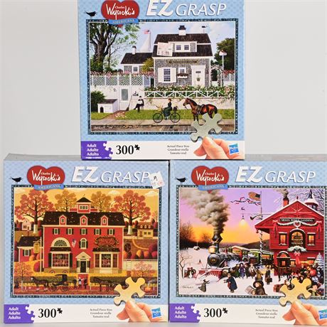 (3) Hasbro EZ Grasp Charles Wysocki Americana Puzzles