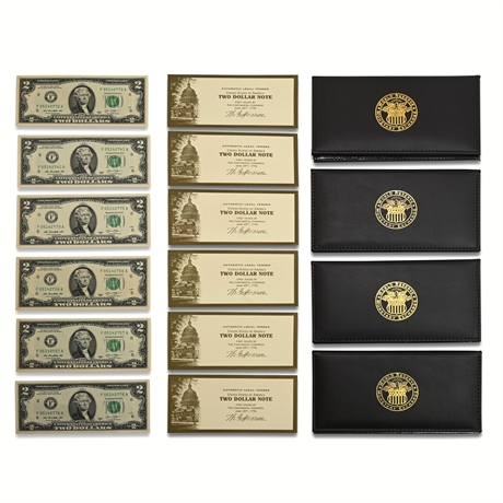 (6) Uncirculated $2 2013 US Federal Reserve Small Notes