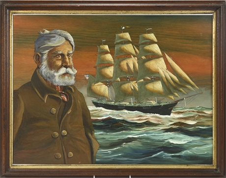 Lawrence Forbes-Wolfe Engraved and Painted Nautical Scene