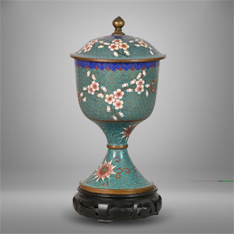 Antique Chinese Cloisonne Covered Chalice