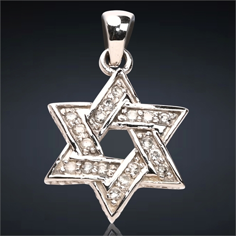 14K Diamond and White Gold 'Star of David' Pendant